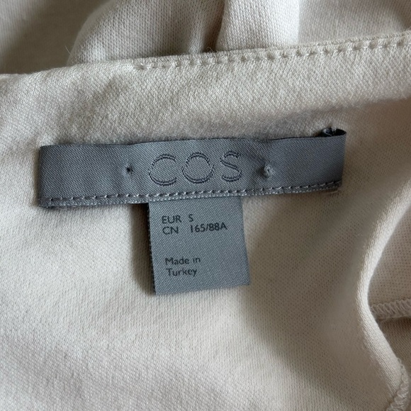 COS Lagenlook Asymmetrical Cream Midi Dress size S Jersey stretch - Picture 6 of 9